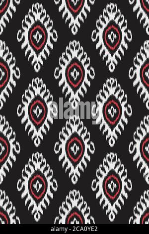 Traditionelles ikat-Stoffmuster. Nahtloses geometrisches Muster, basierend auf ikkat Stoffstil. Vektorgrafik. Teppich Teppich Textur Vektor Imitation. Re Stock Vektor