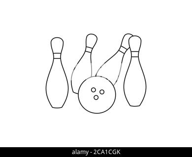 Bowling, Spiel, Streik Symbol. Vektor-Illustration, flaches Design. Stock Vektor