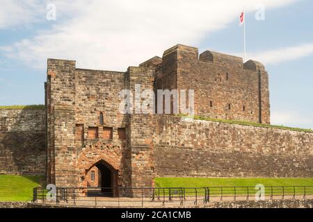 Der Captain's Tower und Keep von Carlos!e Burg. Cumbria, England, Großbritannien Stockfoto