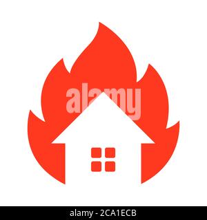 Feuer-Ikone eines alten Hauses. Flache Vektorgrafik. Stock Vektor