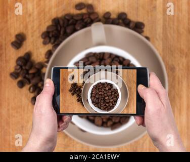 Aufnahme der Kaffeebohnen Stockfoto
