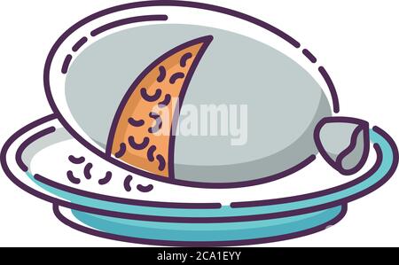 Haggis RGB-Farbsymbol. Schottisches herzhaftes Essen. Nationales Puddingrezept. Gericht in Tiermagen gekocht. Europäisches Hammelfleisch. Rezept mit Schafleber und Stock Vektor