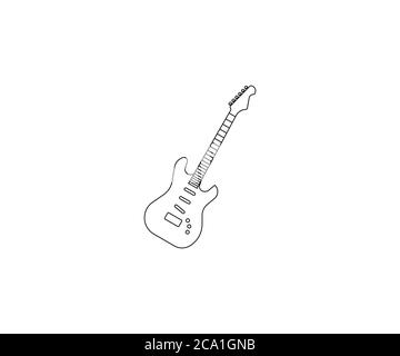Gitarre, Instrument, Musiksymbol. Vektor-Illustration, flaches Design. Stock Vektor