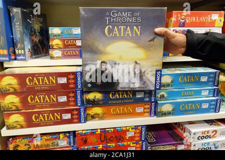 Catan Brettspiele in einem Spielladen Stockfoto