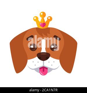 Beagle Welpe Kopf auf weißem Hintergrund. Flache Vektor-Illustration. Stock Vektor