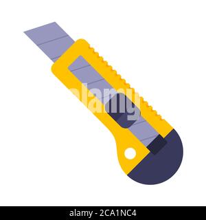 Gelber Klerikalschneider auf weißem Hintergrund. Flache Vektorgrafik. Stock Vektor