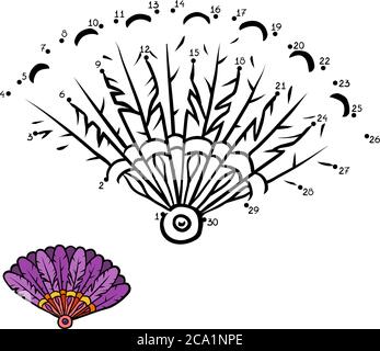 Zahlen Spiel, Bildung Punkt zu Punkt Spiel für Kinder, Fan Stock Vektor