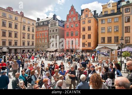 Stortorget oder Grand Square im historischen Stadtzentrum von Stockholm, Schweden Stockfoto