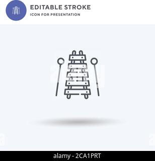 Marimba-Symbolvektor, gefülltes flaches Zeichen, solides Piktogramm isoliert auf Weiß, Logo-Illustration. Marimba-Symbol für die Präsentation. Stock Vektor