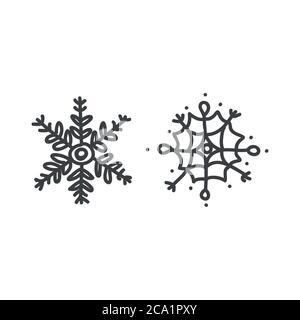 Nahtlose Schneeflocke Set Illustration Cliparts. Einfache Geschlecht neutral Kinderzimmer festliche Sammelalbum Aufkleber. Kinder skurrilen niedlichen Hand gezeichnet Cartoon weihnachten Stock Vektor
