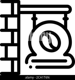 Kaffee Café Namensschild Symbol Vektor Umriss Illustration Stock Vektor