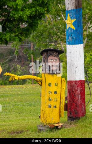 Lackierte akadische Flaggen Farben, Shipagan, New Brunswick NB, Kanada Stockfoto