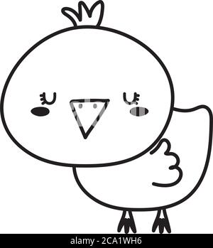 Cute Huhn Cartoon Linie Stil Icon Design, Tier Zoo Leben Natur und Charakter Thema Vektor Illustration Stock Vektor