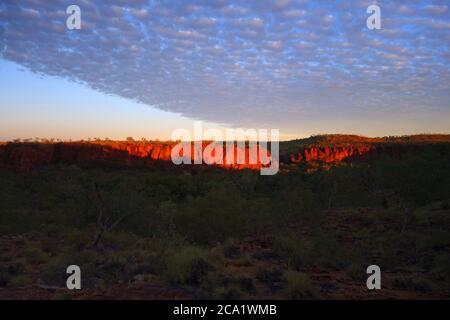 Morgendämmerung über dem Boodjamulla (Lawn Hill) National Park, von der Constance Range, Outback Queensland, Australien Stockfoto