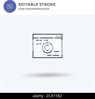 Copyright Icon Vektor, gefüllt flaches Zeichen, solides Piktogramm isoliert auf weiß, Logo-Illustration. Copyright-Symbol für Präsentation. Stock Vektor