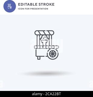 Ice Cream Truck Icon Vektor, gefüllt flaches Zeichen, solides Piktogramm isoliert auf weiß, Logo-Illustration. Ice Cream Truck Symbol für die Präsentation. Stock Vektor