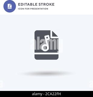 Audio-Datei Symbol Vektor, gefüllt flache Zeichen, solides Piktogramm isoliert auf weiß, Logo-Illustration. Audiodatei-Symbol für Präsentation. Stock Vektor