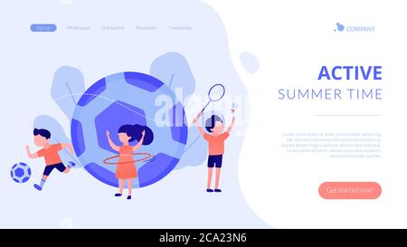 Sport Sommercamp Konzept Landing Page. Stock Vektor