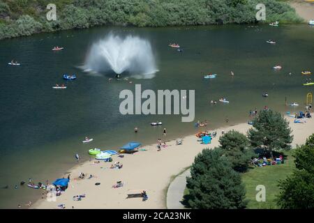 Sandy Point am Lucky Peak Dam, Lucky Peak State Park in der Nähe von Boise Idaho Stockfoto