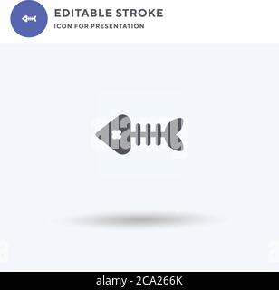 Fish Bones Icon Vektor, gefülltes flaches Zeichen, solides Piktogramm isoliert auf weiß, Logo Illustration. Fish Bones Symbol für die Präsentation. Stock Vektor