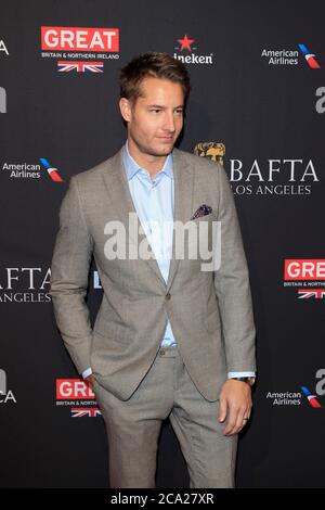 LOS ANGELES - 6. JANUAR: Justin Hartley bei der BAFTA Tea Party 2018 Ankunft im Four Seasons Hotel Los Angeles am 6. Januar 2018 in Beverly Hills, CA Stockfoto