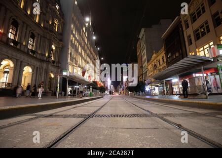 Melbourne Australia Covid-19 Lockdown. Melbournes leere Straßen während der Coronavirus-Pandemie 2020 . Stockfoto