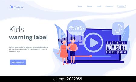 Parental Advisory Music Concept Landing Page. Stock Vektor