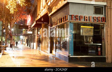 Melbourne Australia Covid-19 Lockdown. Melbournes leere Straßen während der Coronavirus-Pandemie 2020 . Stockfoto