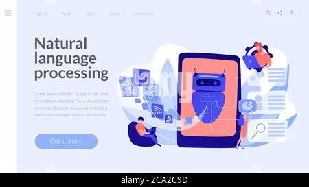 Natürliche Sprachverarbeitung Konzept Landing Page. Stock Vektor