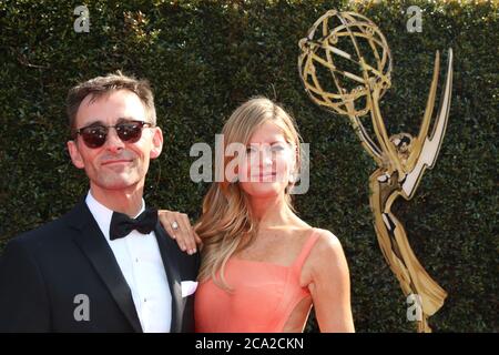 LOS ANGELES - APR 29: James Patrick Stuart, Michelle Stafford bei den 45. Daytime Emmy Awards im Pasadena Civic Auditorium am 29. April 2018 in Pasadena, CA Stockfoto