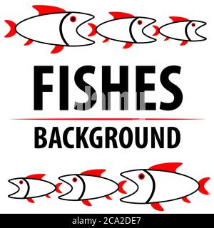 Hintergrund mit Fischen. Cartoon flache Figuren. Vektorbild. Stock Vektor