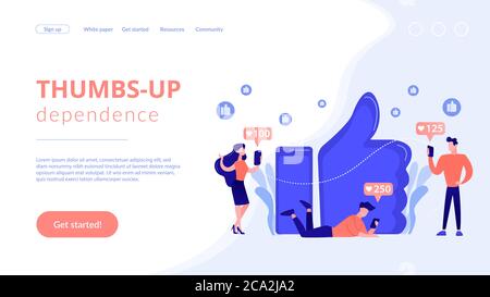 Gefällt die Landing Page „Suchtkonzept“. Stock Vektor