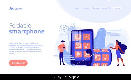 Faltbare Smartphone Konzept Landing Page. Stock Vektor