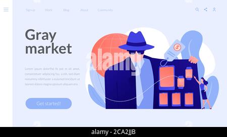 Gray Market Concept Landing Page. Stock Vektor