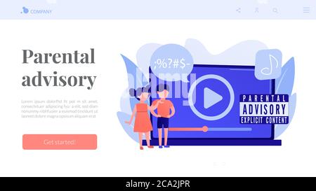 Parental Advisory Music Concept Landing Page. Stock Vektor