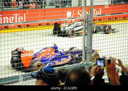 Das Red Bull Team im Singapore F1 Grand 2013 Preis Stockfoto