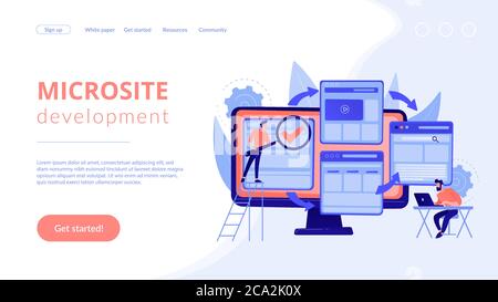 Microsite Development Concept Landing Page Stock Vektor