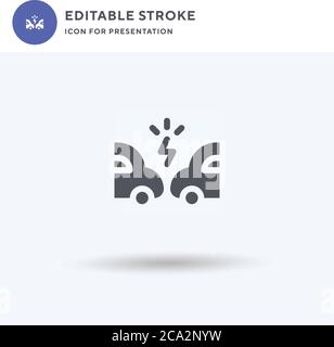 Unfall-Symbol-Vektor, gefülltes flaches Zeichen, solides Piktogramm isoliert auf Weiß, Logo-Illustration. Unfallsymbol für Präsentation. Stock Vektor