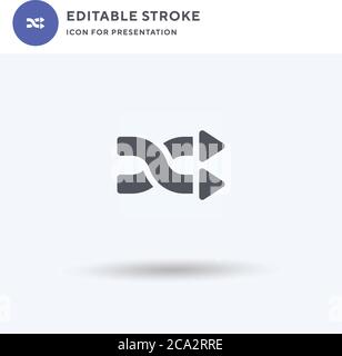 Shuffle Icon Vektor, gefüllt flache Zeichen, solides Piktogramm isoliert auf weiß, Logo-Illustration. Zufallswiedergabe für die Präsentation. Stock Vektor