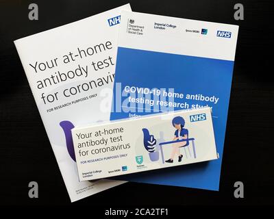 Southampton, Großbritannien - 3. August 2020: Die britische Regierung, der NHS und das Imperial College London schicken Covid-19-Antikörpertests an ausgewählte britische Erwachsene zu par Stockfoto