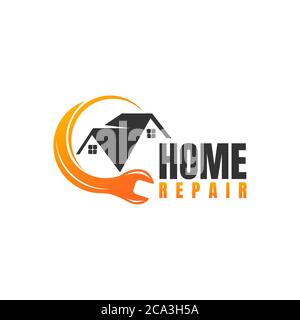 Logo für Hausreparatur. Haus, Immobilien, Bau, Gebäude Logo. Hausvektor. Symbol „Extras“. Reparaturen Hausschild. Symbol für Heimwerkerverbesserung. Stock Vektor