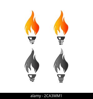 Feuer Lampe Satz von Idee abstrakten Vektor und Logo-Design oder Vorlage heißen Business-Symbol der Firma Identität Symbol Konzept Stock Vektor