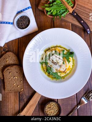 Wunderschöne Eiermahlzeit aus der Nähe Stockfoto