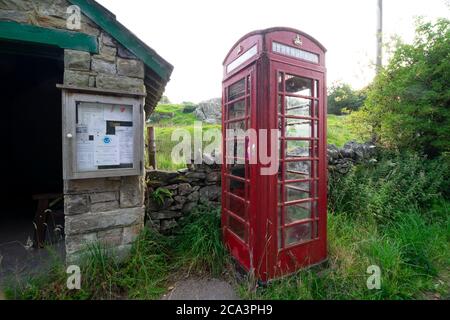 Bampton Phone Box wie im Film Withnail and ICH Stockfoto