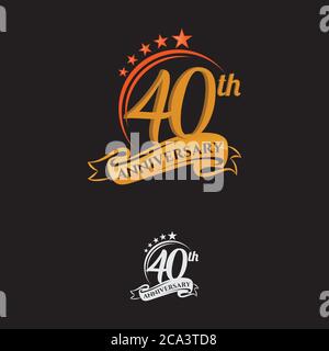 40 Jahre Jubiläumsfeier Design mit dünnen Zahlen Form goldene Farbe für besondere Feier Ereignis Stock Vektor