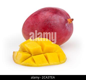 Mango isoliert auf weißem Hintergrund mit Freistellungspfad Stockfoto