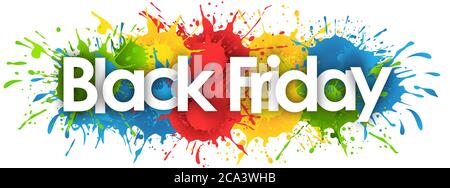 Black friday Wort in Splash Hintergrund Stockfoto