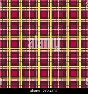 Kontrast mehrfarbige Tartan Scottish nahtlose Muster in roten, grünen und gelben Farbtönen, Textur für Tartan, Karo, Tischdecken, Kleidung, Bettwäsche, Decken Stock Vektor