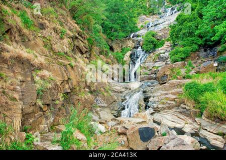Ravana Falls, Rawana Falls, Rawana Ella, Ravana Ella Wildlife Sanctuary, Badulla, Bandarawela, Sri Lanka, Asien Stockfoto