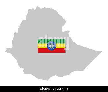 Flagge und Karte von Äthiopien Stockfoto